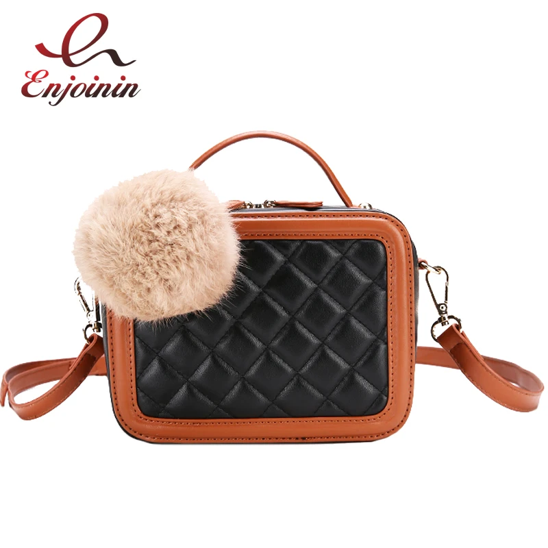 МОДА ромбические шить цвет меха мяч украшения коробки форма сумки женский сумка