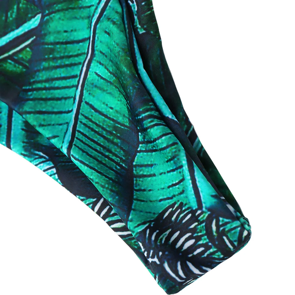 ZAFUL новинка бикини с принтом листьев глубоким вырезом комплект на бретельках