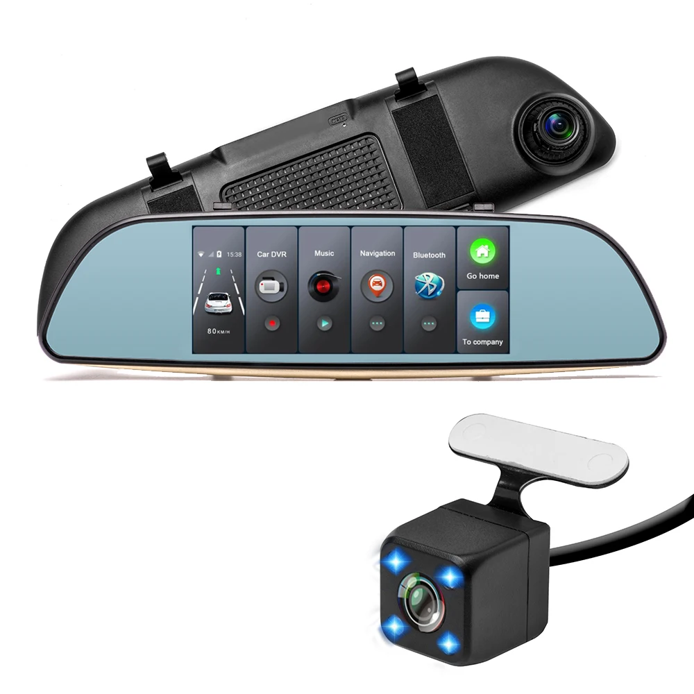 Podofo 5 &quot3g Автомобильная камера DVR gps Bluetooth двойной объектив зеркало заднего вида