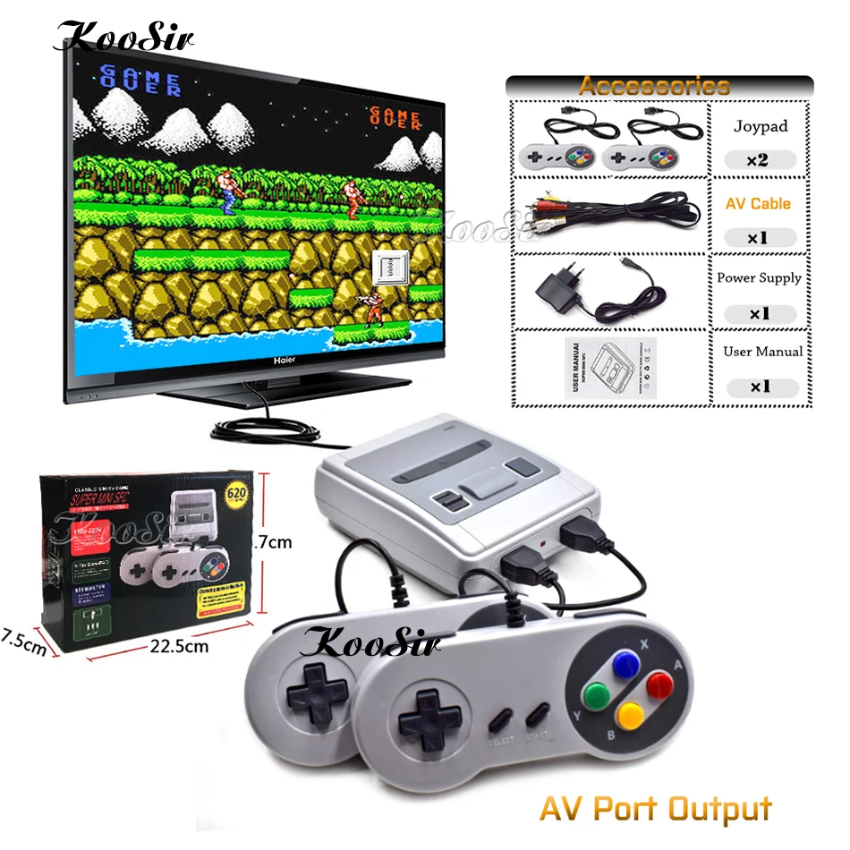 Super SNES мини семейный ТВ 8 бит видео игровая консоль Ретро Классический AV выход видео Портативный игровой плеер встроенный 620 игр