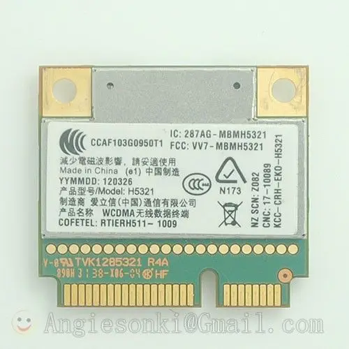 

Ericsson H5321GW WWAN Mobile Broadband 21M 3G Card 60Y3297 PCIE for lenovo Thinkpad X230 W530 T430 L420 L421 L520 E435 X220i