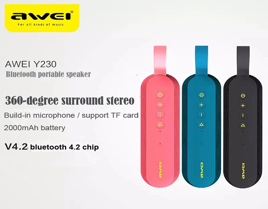 AWEI Y230 Мини Bluetooth динамик беспроводной динамик 3D стерео портативный ноутбук TF карта аудио USB музыкальный плеер ПК динамик