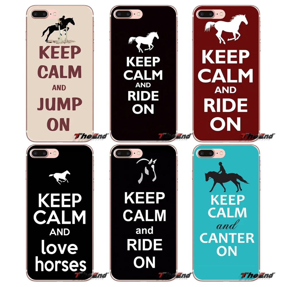 Мягкий чехол для iPhone X 4 4S 5 5S 5C SE 6 6S 7 8 Plus Samsung Galaxy J1 J3 J5 J7 A3 A5 2016 2017 Keep Calm and Ride On Horse