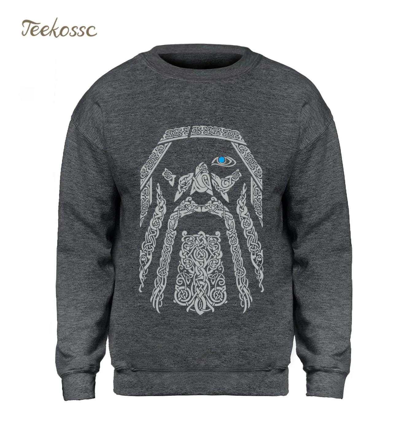 Мужская толстовка Odin Vikings винтажная с капюшоном и вырезом лодочкой теплая
