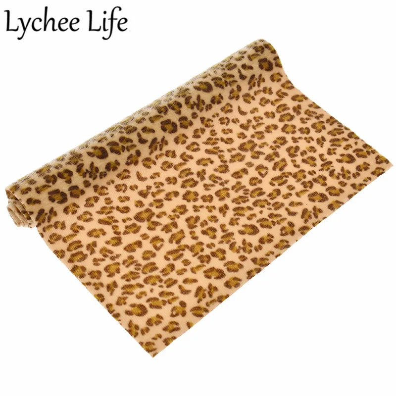 Бархатная ткань Lychee Life A4 с леопардовым принтом цветная 29x21 см сделай сам для