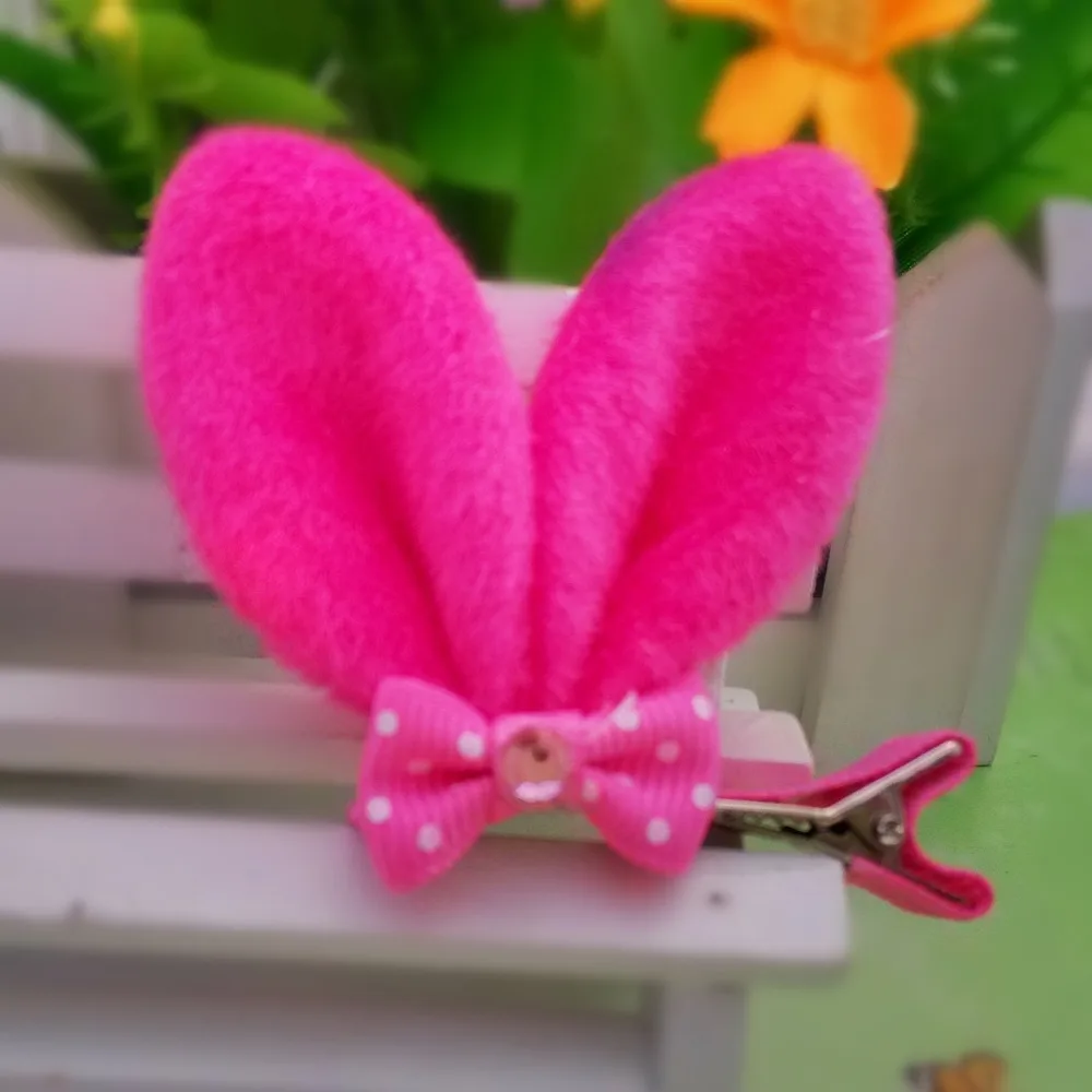 Плюшевая заколка для волос девочек милый кроличьи ушки крошечный лук детские
