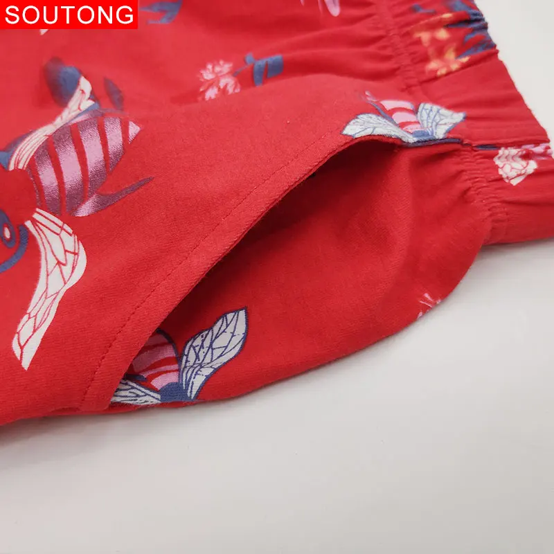 Soutong, мужское нижнее белье, летние боксеры, мужские красные повседневные шорты, домашние свободные мужские шорты, мужские трусы для сна, домашние трусы