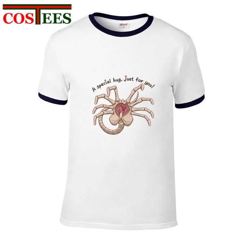 Забавная футболка с персонажем из мультфильма А обнимай Мужская ужасом alien facehugger