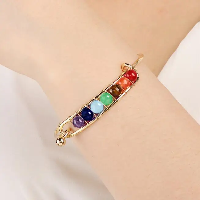 Female Colorful Bead Bracelet Fashion Rose Gold Chain Wrist Simple Bangle Jewelry Accessories Christmas | Украшения и аксессуары