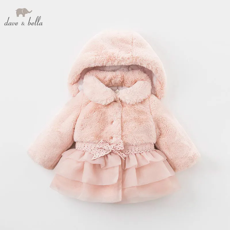 Dave bellaau winter infant baby girls fashion Jackets toddler Hooded outerwear children cute hight quality clothes DB5495 | Детская