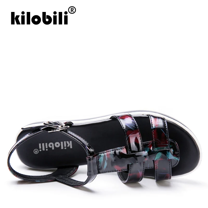 Kilobili/2019 г. летние женские босоножки черные сандалии на плоской платформе пляжные