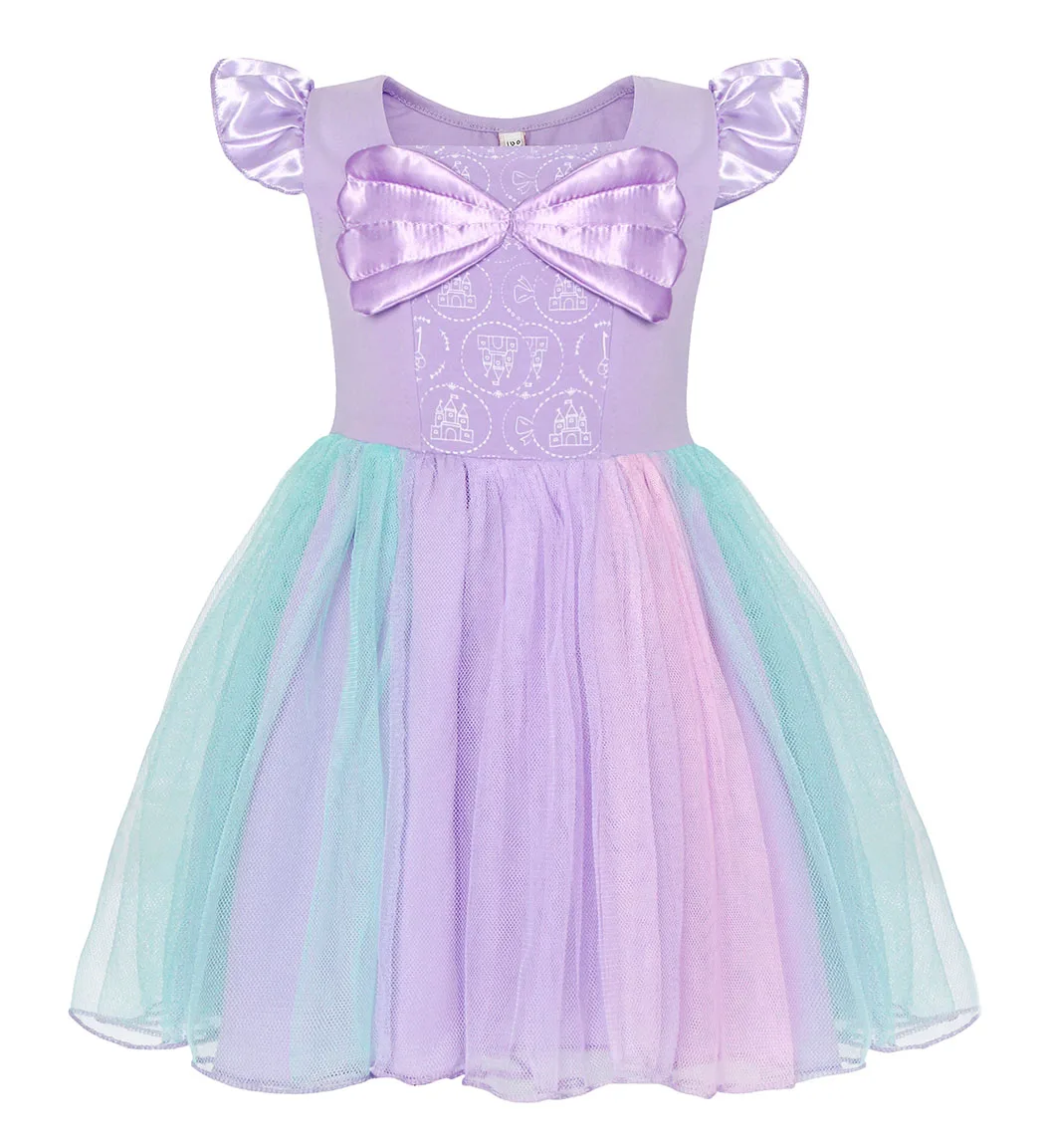 Dress B010 AmzBarley/платье-пачка для девочек; детский маскарадный костюм с героями мультфильмов Ариэль; детская одежда; кружевные платья с оборками и бантом для От 2 до 6 лет - Цвет: Dress B010