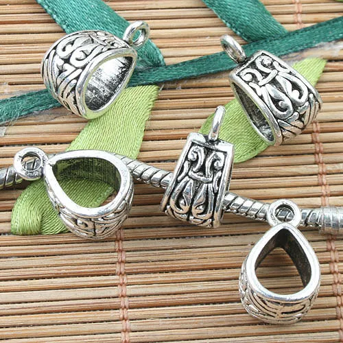 

Tibetan Silver color crafted spacer bail charms 20pcs EF0033