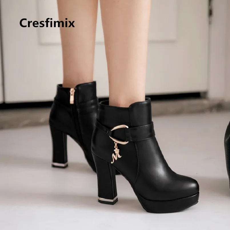 Cresfimix bottes de femmes/Женские повседневные уличные сапоги на высоком каблуке Милые
