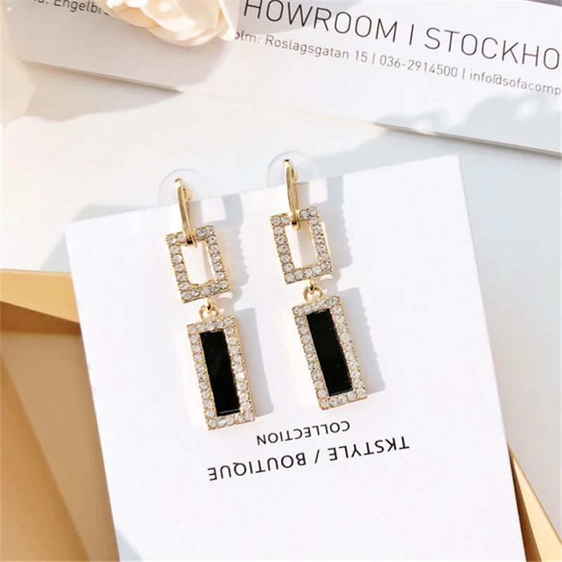 2019 Мода дизайн стиль геометрический горный хрусталь длинные серьги капельки