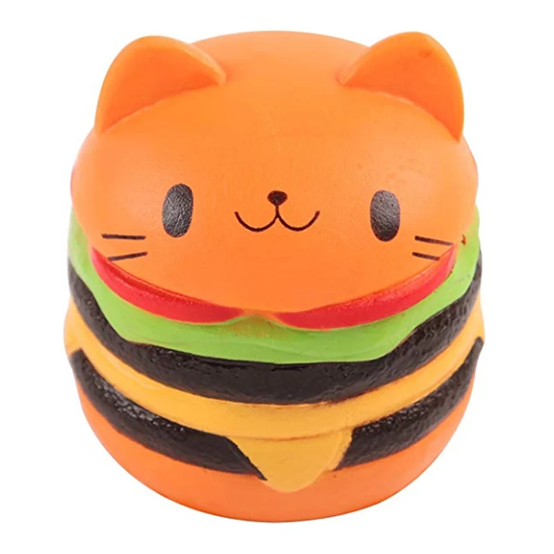 Jumbo Cat Face Burger Squishy Simulated Bread PU Scented Soft Slow Rising Squeeze Toys Stress Relief Baby Kid Toy Xmas Gift jumbo cheese chocolate biscuits cute squishy slow rising soft squeeze fidget toy scented relieve stress funny kid xmas gift