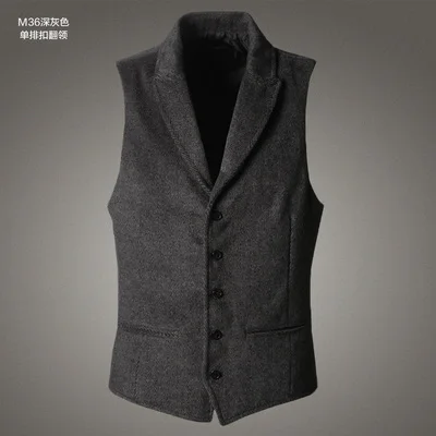 M36 charcoal grey Мужской двубортный жилет мужской костюм жилет мужской формальный серый жилет костюм жилет Тонкий деловой пиджак Топы homme Весна мужской - Цвет: M36 charcoal grey