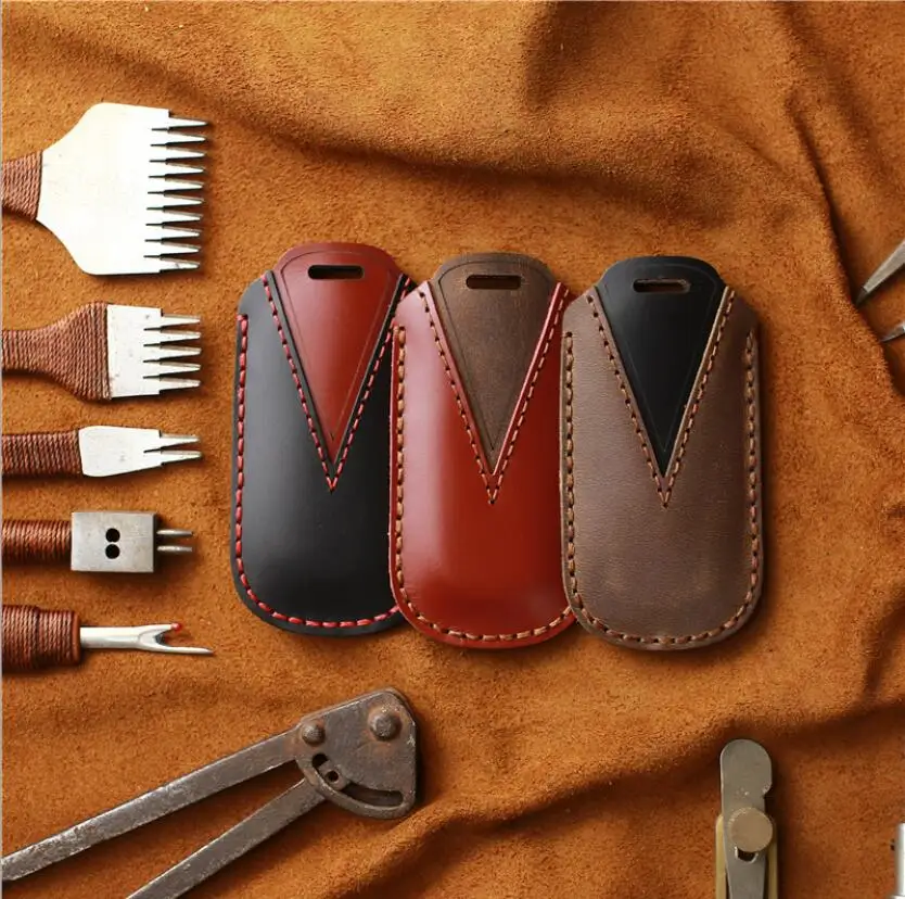 

Car Handmade Leather Key Case Cover For Mazda 6 Mazda 3 Axela Atenza CX-7 CX-9 CX-5 CX5 Miata MX5 3 Button Smart Fob Key Holder