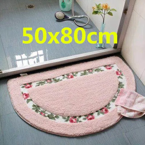 Semicircle Pink50X80 Романтический цветочный Противоскользящий коврик для ванной комнаты, супер мягкий коврик для гостиной, спальни, напольный коврик в форме сердца, прямоугольный коврик, коврик для туалета - Цвет: Semicircle Pink50X80