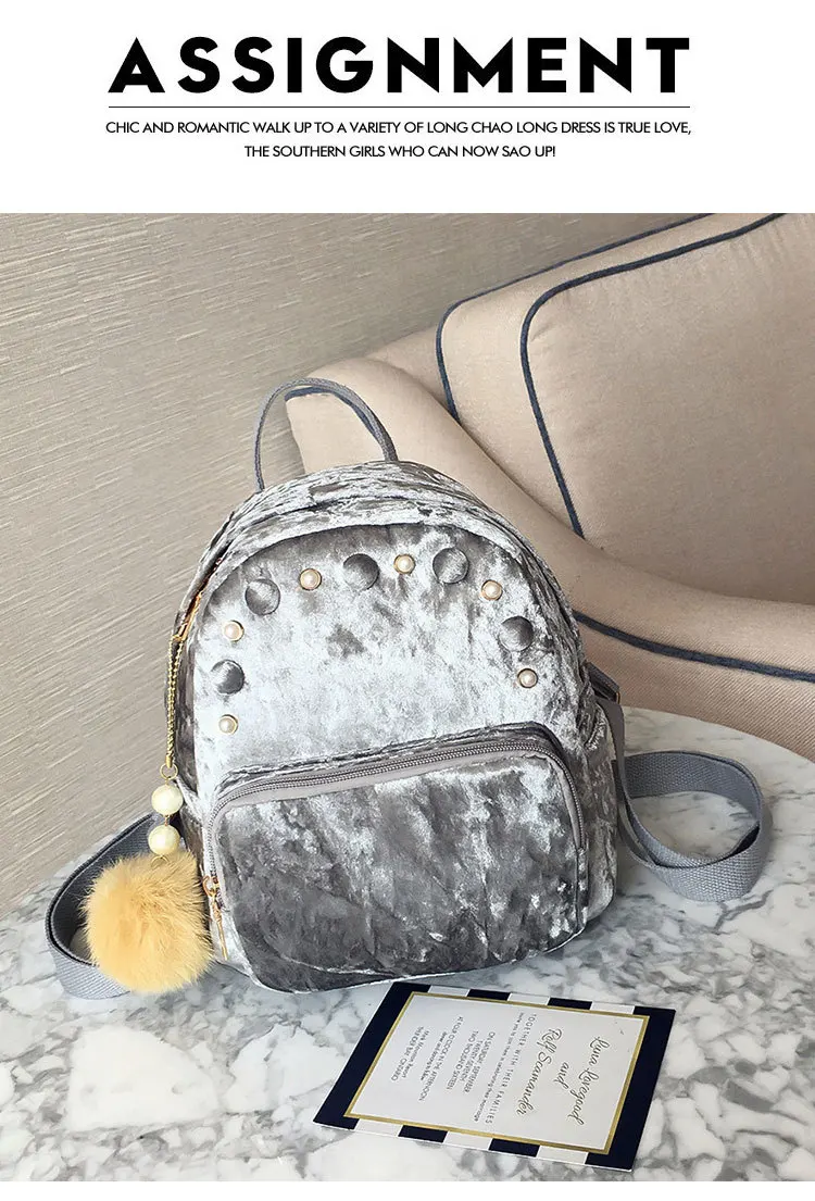 Бархатный женский мини-рюкзак для девочек-подростков Mochila Escolar, женский рюкзак, Студенческая маленькая сумка для книг, школьный рюкзак TAL1267