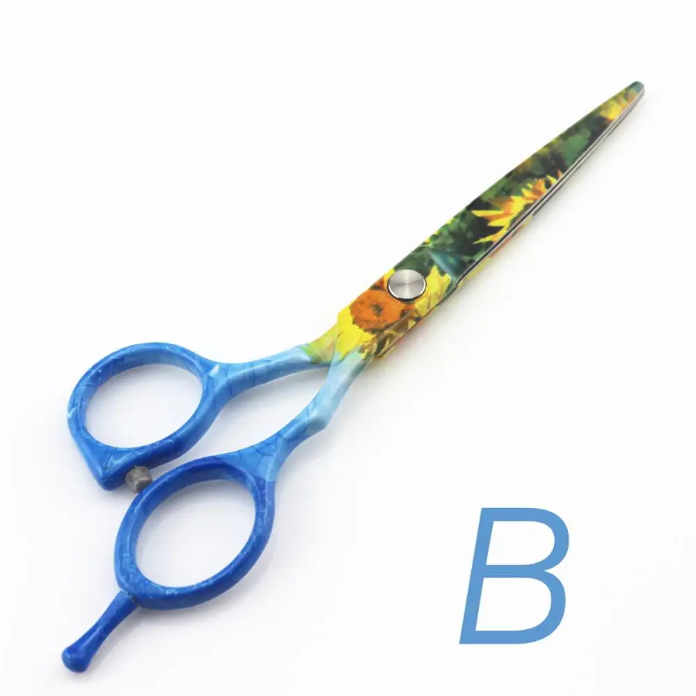 Color B Профессиональные ножницы для волос с цветочным рисунком, 5,5 дюймов, Парикмахерская, Парикмахерская, ножницы Tesoura, резка из нержавеющей стали - Цвет: Color B