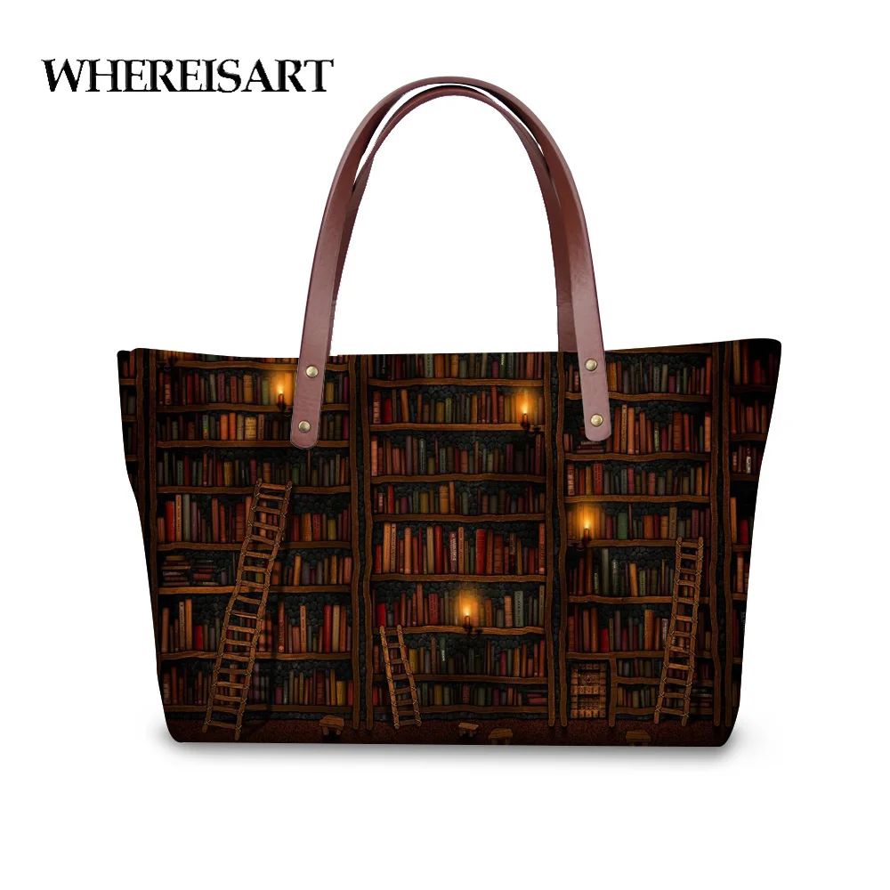WHEREISART винтажные книжные полки в библиотеке с принтом женские сумки сумка через