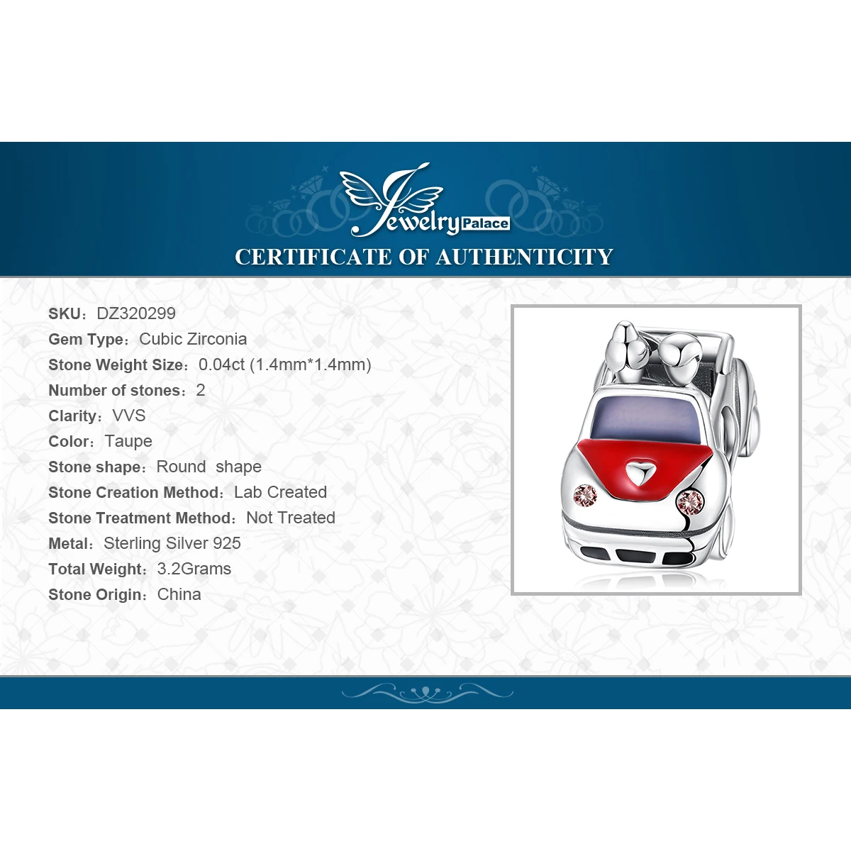 JewelryPalace ЛЮБОВЬ автомобиль красной эмалью 925 пробы серебряные бусины Браслеты