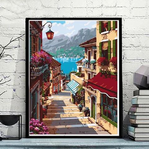 12 style Картина маслом по номерам diy картина Рисование окраска на холсте Живопись вручную настенная краска по номерам пейзаж - Цвет: 12 style