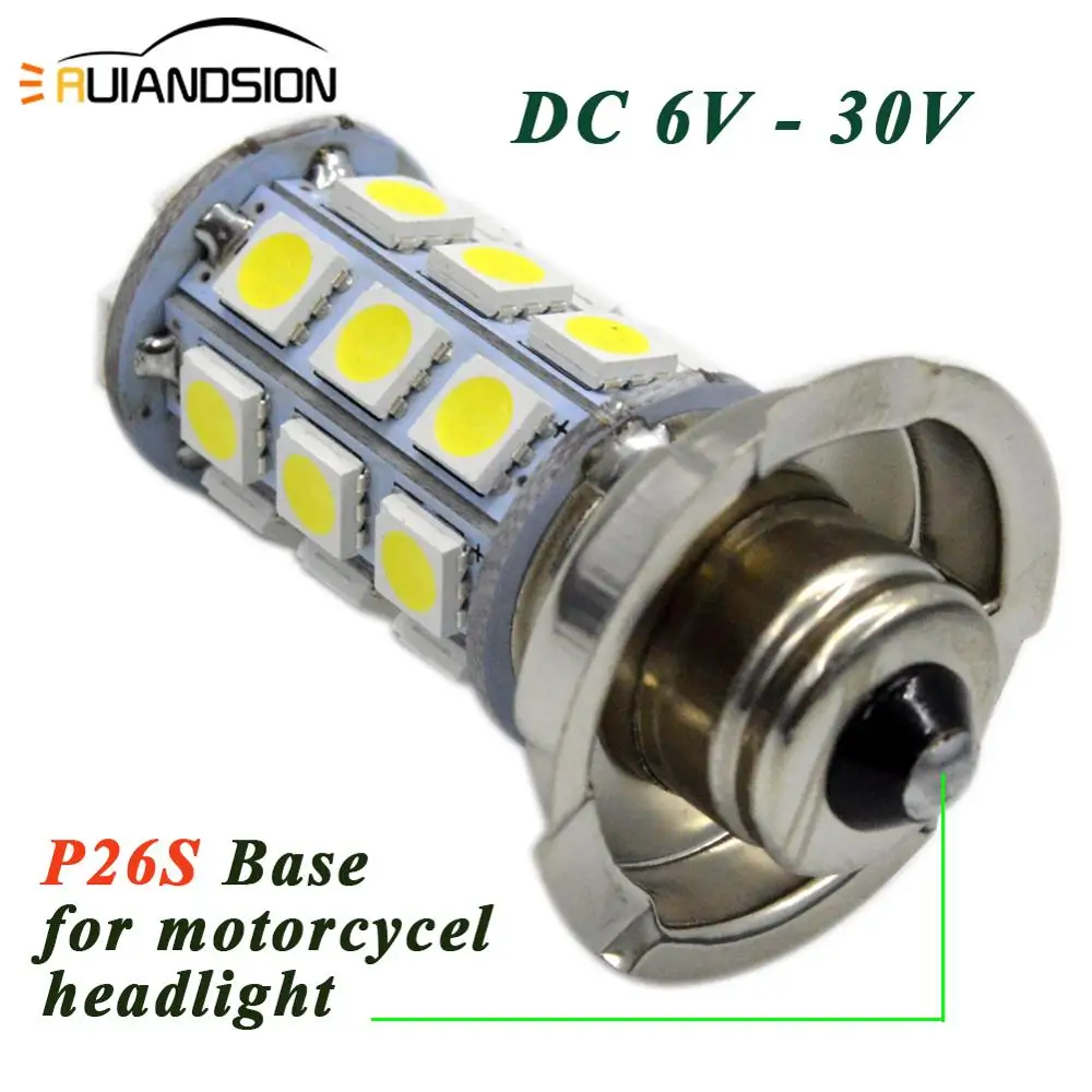 2x P26S 8 Вт светодиодный фонарь 6 в 12 В мотоцикл фара противотуманная DRL 5050 27SMD лампа