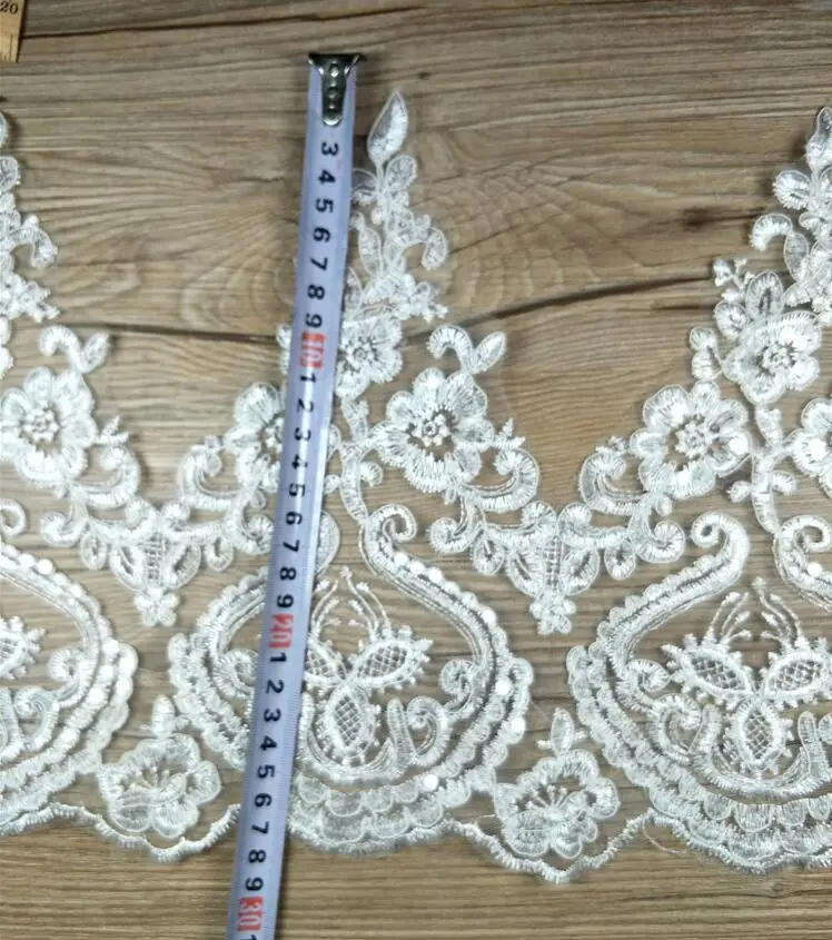 1 метр 28 см ширина Милая слоновая кость свадебная кружевная отделка Край ткани