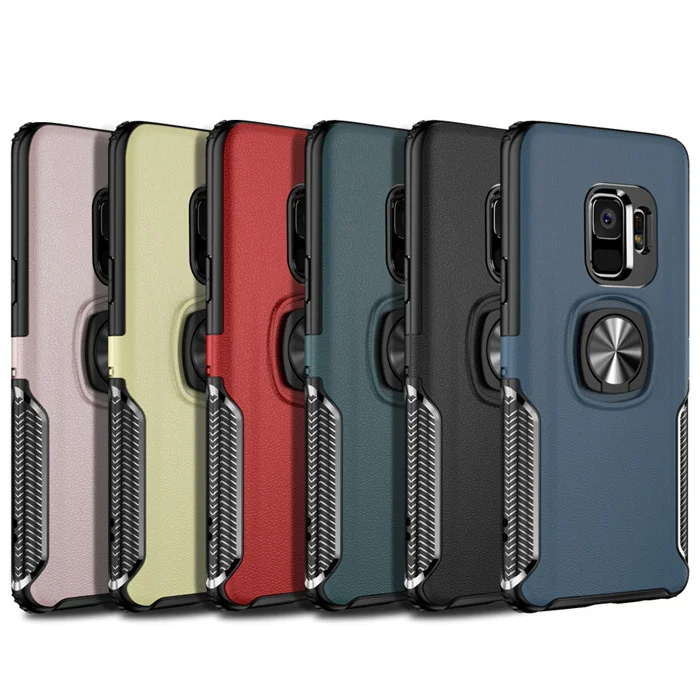 

For Samsung Galaxy S8 S9 Plus Note 8 9 Case PU Leather Ring Holder Car Magnetic TPU Cover for J4 J6 J8 2018 A8 Plus A7 A9 2018