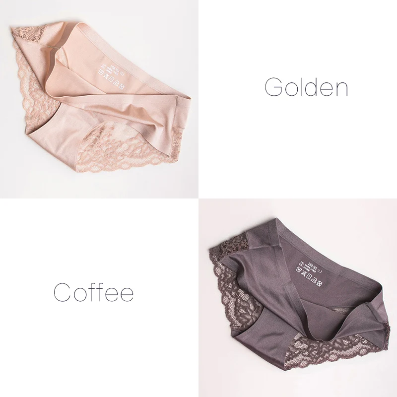 Golden Coffee Кружевные трусики женские трусы для женщин бесшовные трусы-женские сексуальное женская одежда кружевное белье для секса прозрачные 2шт/пакет - Цвет: Golden Coffee