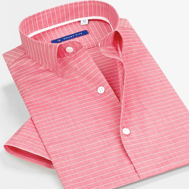 Мужские повседневные хлопковые рубашки Smart Five деловые облегающие с коротким