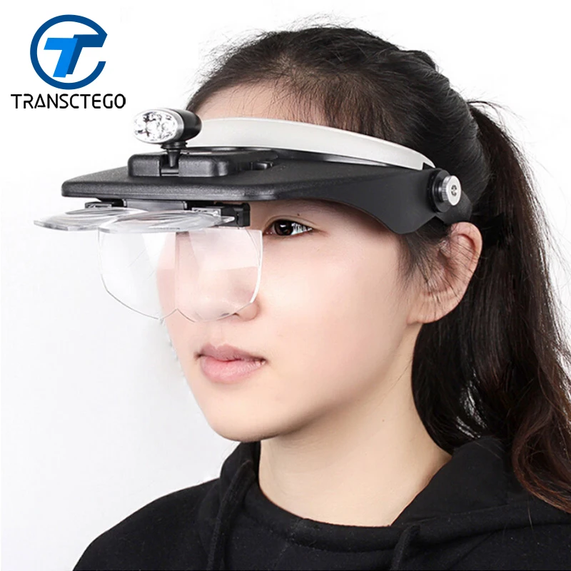 Лучшая в ношении лупа лампа очки со светодиодной подсветкой для чтения