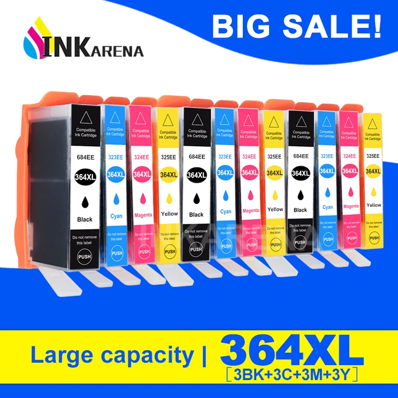 

INKARENA 12PK Compatible 364XL 364 XL Ink Cartridge for HP Photosmart 6525 7510 7515 7520 B010a B110a B110c B110e B111a Printer