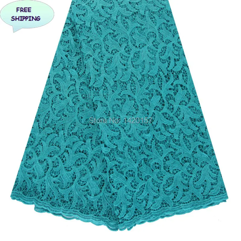 5 Yards/Lot African Green French Lace Teal Water Soluble lace fabric Polyester Materials Fabric for Wedding Dress | Дом и сад