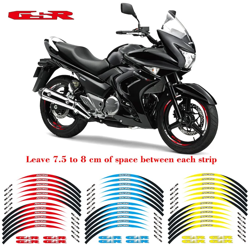 

Hot sell Motorcycle front&Rear Edge Outer Rim Sticker 17inch Wheel Decals Reflective waterproof stickers For Suzuki GSR