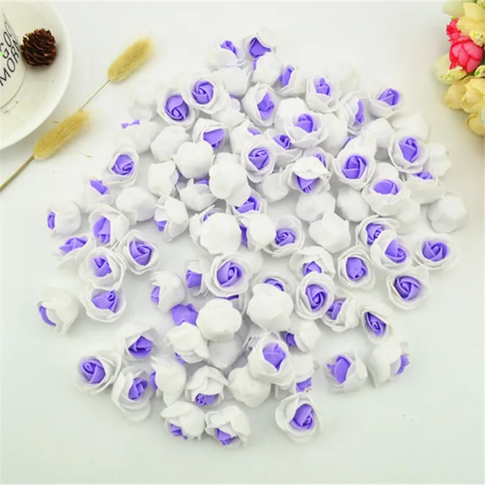 A20 White Purple 20 шт. 3,5 см мини ПЭ пены розы искусственные головки цветов для DIY венки Аксессуары свадебные украшения вечерние ручной работы подарок ремесла - Цвет: A20 White Purple