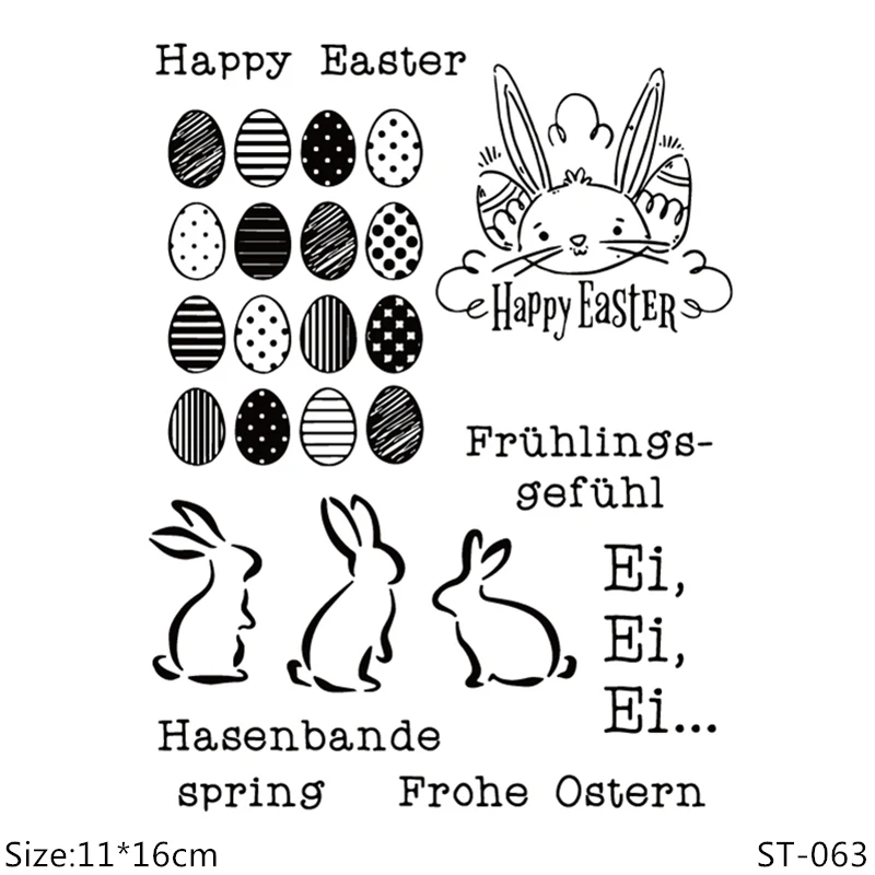 AZSG Easter Eggs/Lovely Rabbit Clear Stamps/Seals For DIY Scrapbooking/Card Making/Album Decorative Silicone Stamp Craft