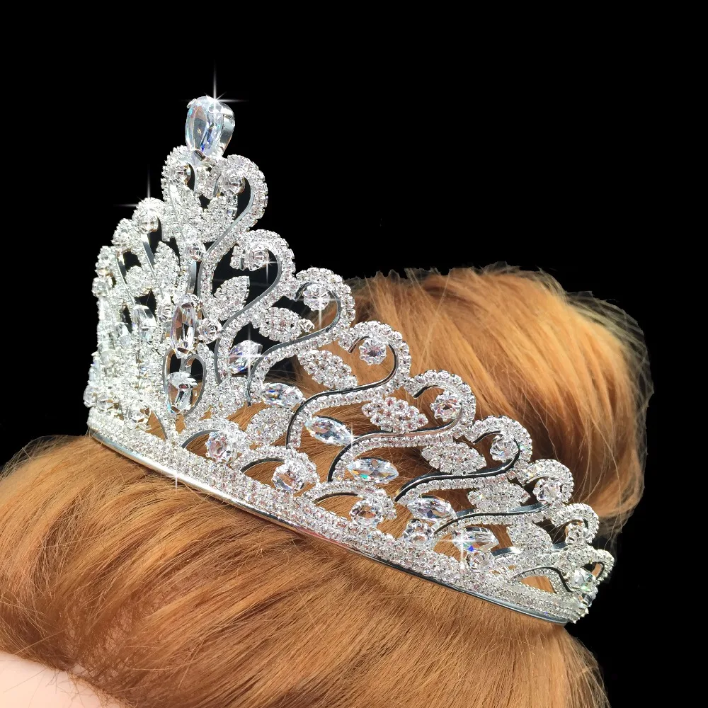 Hadiyana последняя свадебная корона с сердцем крупные диадемы ярким кубическим