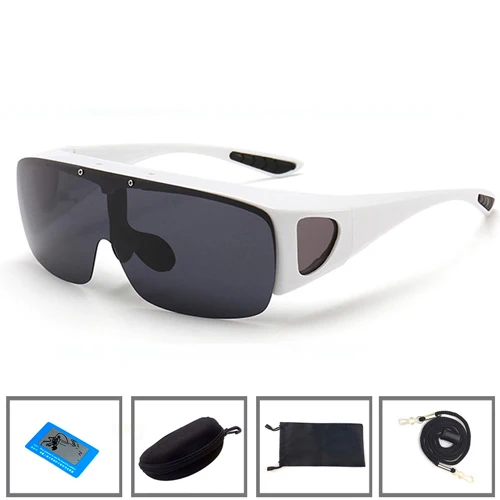 White with case Подходят для солнцезащитных очков, Поляризованные линзы для мужчин и женщин, солнцезащитные очки для рыбалки, покрытие для близорукости, очки, спортивные очки - Цвет: White with case