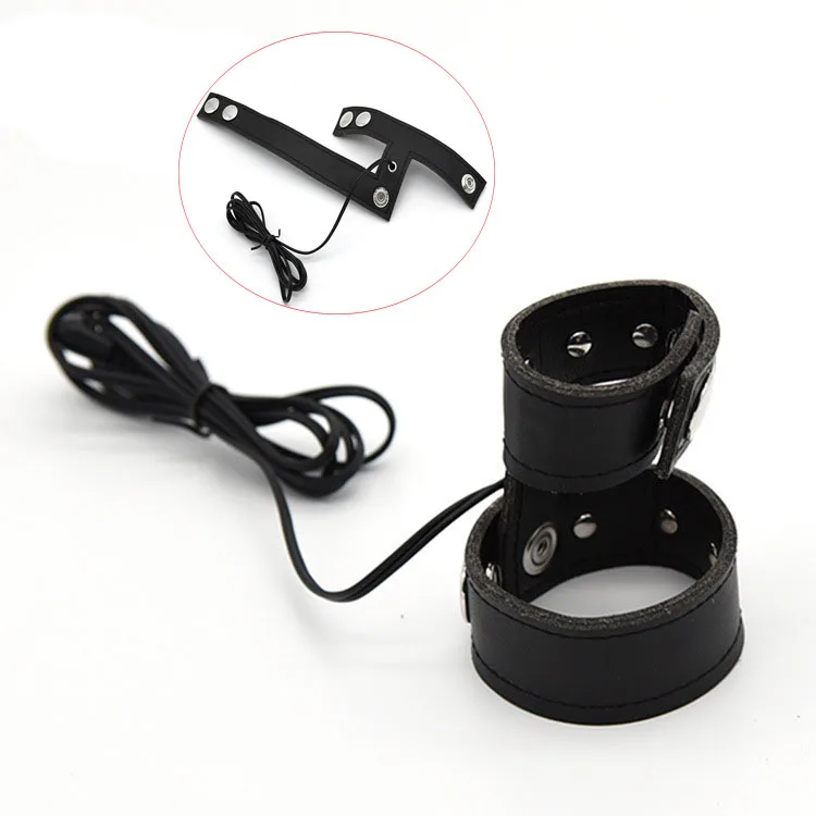 Мужской пенис Электрический шок ремни черная искусственная кожа электро терапия