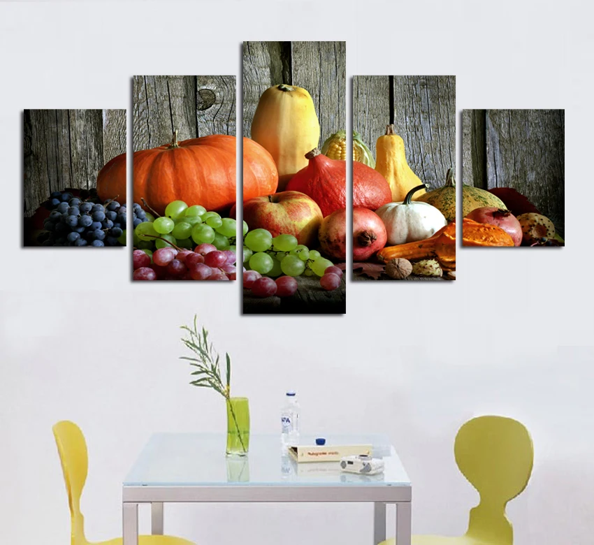 

Free shipping Canvas Painting Print Fruits and vegetables Picture Wall Art Poster for Living Room Home Decoration 5pcs A7
