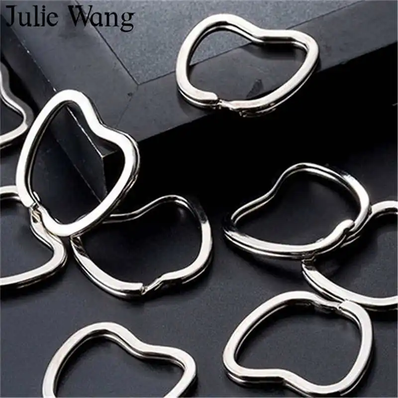 Julie Wang 10PCS Multi-Shape Key Ring Iron Heart Star Flower Split Keychains Chains Handmade Jewelry Making Accessory | Украшения и
