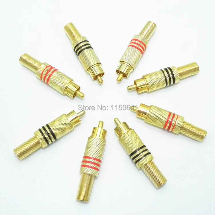 200 шт. аудиоразъем rca с золотым разъемом RCA покрытием 24K металлический пружинный
