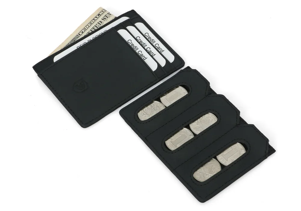 Держатель для карт из коровьей кожи для мужчин, RFID кошелек для кредитных карт, тонкий мульти-карты, слоты для монет, Карманный держатель для карт, Rfid защита карт