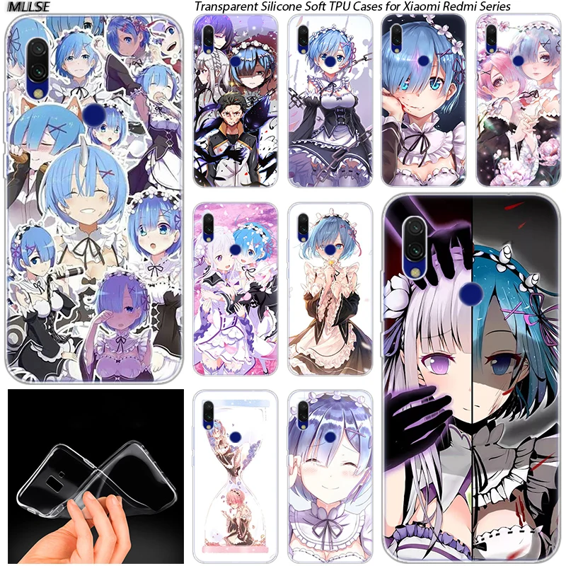 Аниме ReZERO Ram Rem Популярный силиконовый чехол для Xiaomi Redmi K20 7 7A 5 5Plus 6 6A S2 Note 8 7 6 5 Pro Модный чехол