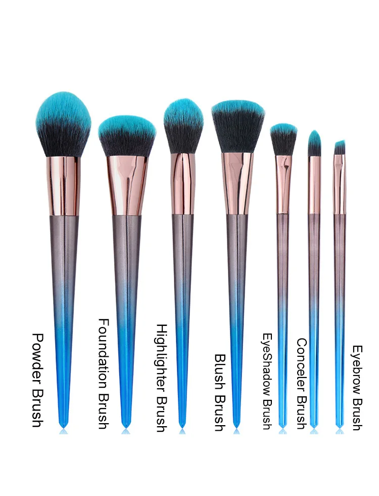 New Arrival 7PCS Gradient Color Handle Makeup Brushes Set Cosmetics Tools Make Up Brush Foundation Blusher Eye shadow Brush - Handle Color: 7pcs brushes set