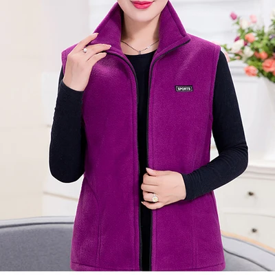 Light purple UHYTGF новые Флисовые женские жилеты осенние корейские куртки без рукавов больших размеров женские модные повседневные жилеты на молнии женские 442 - Цвет: Light purple