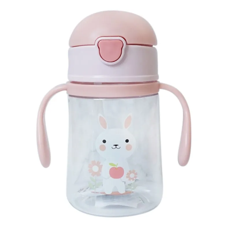 pink Новые детские чашки для кормления с ручками, Обучающие бутылки для питьевой воды, милые Мультяшные герметичные чашки с ремешком, 250 мл - Цвет: pink